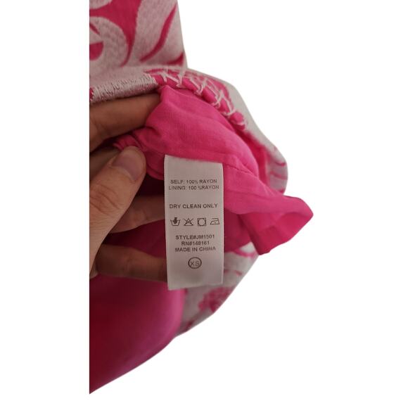 J.Marie Pink White Maya Dress Embroidered Floral Shift Dress Size X-Small - Picture 5 of 10